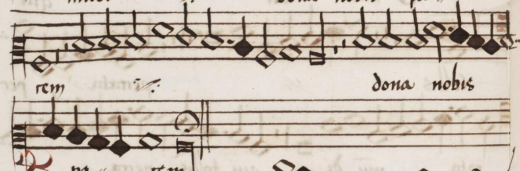Figure 9: The tenor of Sermisy&rsquo;s Missa Philomena in the Leiden Choirbook F.