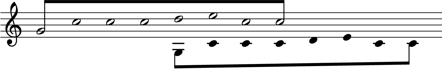 Figure 5: The same section, now with different noteheads and no stems on the middle notes